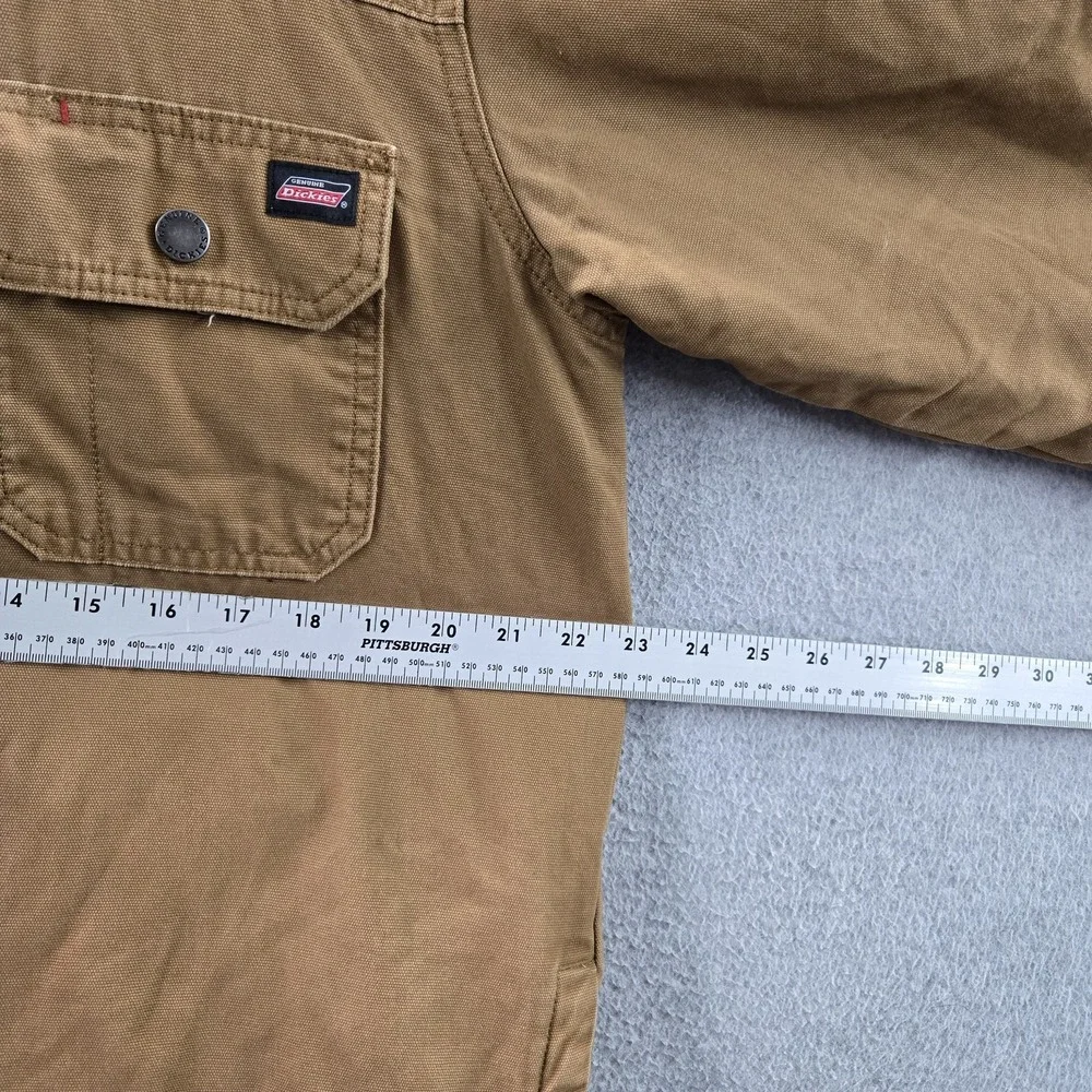 Dickies Men Jacket M Brown Work Water Repellent Duck Hooded Shirt Jacket